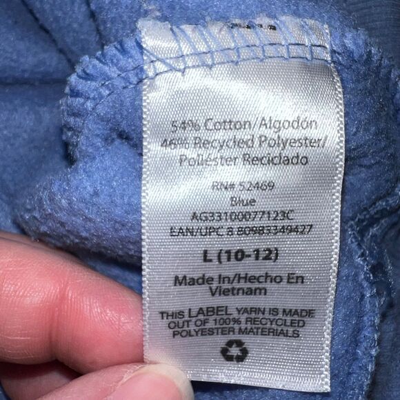 Athletic Works Girls Crop Hoodie Hooded Sweatshirt Blue Colorblock Large 10 12 - Picture 7 of 8